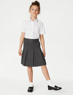 Школьная юбка большого кроя со складками для девочек (2–18 лет) Marks &amp; Spencer, серый