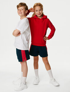 Спортивные шорты унисекс из чистого хлопка (2–16 лет) Marks &amp; Spencer, красный микс