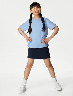 Спортивные школьные шорты из хлопка и стрейча для девочек (2–16 лет) Goodmove, темно-синий