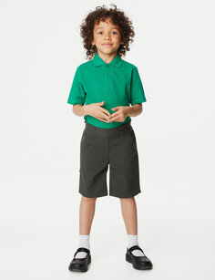 Школьные шорты на пуговицах спереди для девочек (2–16 лет) Marks &amp; Spencer, серый