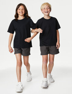 Спортивные шорты унисекс из чистого хлопка (2–16 лет) Marks &amp; Spencer, темно-серый