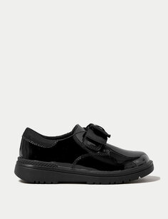 Детские кожаные школьные туфли Freshfeet с бантиками (8 маленьких — 1 большой) Marks &amp; Spencer, черный