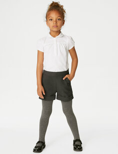 Школьные шорты с отворотом для девочек (2–16 лет) Marks &amp; Spencer, серый