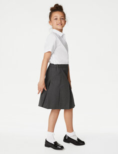 Облегающая школьная юбка с постоянными складками для девочек (2–18 лет) Marks &amp; Spencer, серый