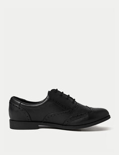 Детские кожаные броги на шнуровке. Школьные туфли (13 маленьких — 7 больших) Marks &amp; Spencer, черный