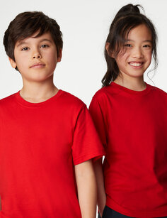 Школьная футболка унисекс из чистого хлопка (2–16 лет) Marks &amp; Spencer, красный