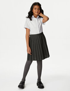 Легкая школьная юбка без застежки для девочек (2–16 лет) Marks &amp; Spencer, серый