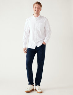 Узкие эластичные джинсы чайного цвета Marks &amp; Spencer, синий