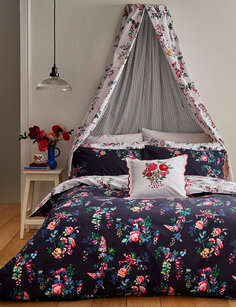 Комплект постельного белья с розами из чистого хлопка Cath Kidston, темно-синий