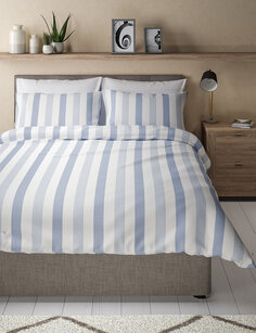 Комплект постельного белья Hadley из чистого хлопка в полоску Marks &amp; Spencer, синий микс