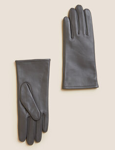 Кожаные перчатки на теплой подкладке Marks &amp; Spencer, серый