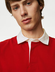 Рубашка для регби из чистого хлопка Marks &amp; Spencer, красный