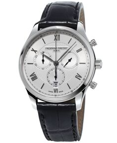 Мужские швейцарские часы с хронографом, классический черный кожаный ремешок, 40 мм Frederique Constant