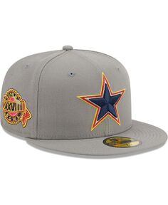 Мужская серая кепка Dallas Cowboys Super Bowl XXVIII Color Pack Multi 59FIFTY Облегающая шляпа New Era