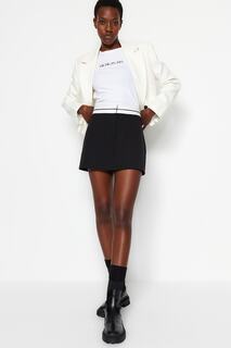 Юбка-шорты Trendyol с белым поясом, черный