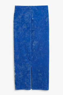 Обтягивающая бархатная макси-юбка Monki с разрезом сзади, синий