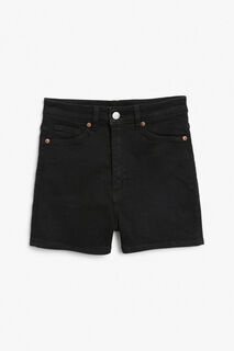 Классические джинсовые шорты Monki с завышенной талией, черный