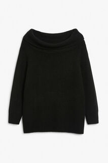 Вязаный свитер Monki с открытыми плечами, черный