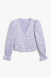 Жаккардовая блуза Monki с v-образным вырезом, фиолетовый