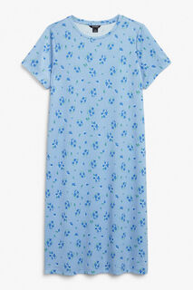 Платье миди Monki с короткими рукавами и цветочным принтом, голубой