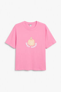 Симпатичная тыквенная футболка Monki на Хэллоуин, розовый