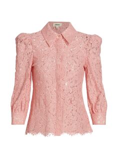 Кружевная блузка Andrea с пуговицами спереди L&apos;AGENCE, роза L'agence