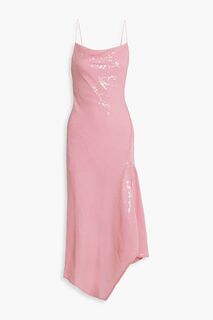 Платье миди из шифона асимметричного кроя Harmony с пайетками ALICE + OLIVIA, розовый