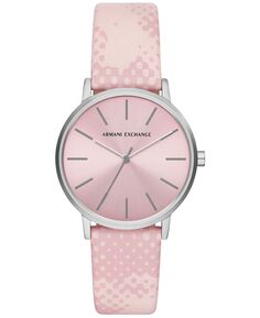 Женские кварцевые розовые кожаные часы с тремя стрелками 36 мм Armani Exchange, розовый
