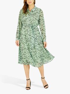 Платье-рубашка Yumi с зебровым принтом, зеленый