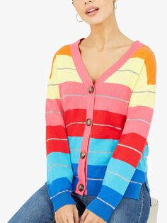 Кардиган Yumi с металлизированной радужной полоской, разноцветный