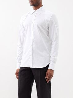 Рубашка из хлопкового поплина со вставками harness пике Alexander McQueen, белый
