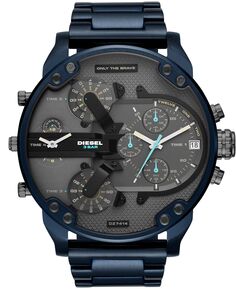 Мужские часы с хронографом Mr. Daddy 2.0, синие часы-браслет из нержавеющей стали, 57 мм Diesel