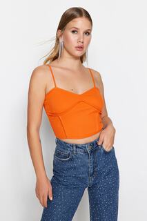 Блузка Trendyol укороченная, оранжевый