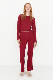 Пижамный комплект Trendyol со шнуровкой, бордово-красный