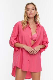 Рубашка-туника пляжная Trendyol в стиле оверсайз, розовый