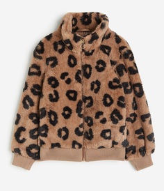 Куртка H&amp;M Leopard Print Fluffy, бежевый, черный H&M