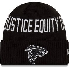 Мужская вязаная шапка New Era Black Atlanta Falcons Team Social Justice с манжетами