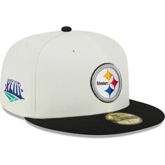 Мужская приталенная шляпа New Era кремового цвета Pittsburgh Steelers Retro 59FIFTY