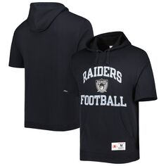 Мужской черный пуловер с капюшоном с короткими рукавами Mitchell &amp; Ness Las Vegas Raiders