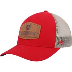 Мужская кепка &apos;47 Red/Natural Washington Nationals из сыромятной кожи Trucker Snapback