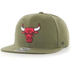 Мужская оливковая кепка с камуфляжем &apos;47 Chicago Bulls Ballpark Captain Snapback