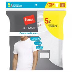 Набор из 4 мужских футболок Hanes Ultimate + 1 бонусная футболка ComfortBlend с круглым вырезом
