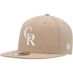 Мужская приталенная шляпа New Era цвета хаки Colorado Rockies 59FIFTY