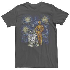Мужская футболка с рисунком «Звездные войны: Новая надежда» C-3PO R2-D2 «Звездная ночь» Star Wars