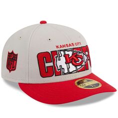 Мужская облегающая шляпа New Era Stone/Red Kansas City Chiefs 2023 NFL Draft Low Profile 59FIFTY