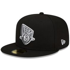 Мужская бейсболка New Era черно-белая Brooklyn Nets 2021/22 City Edition Alternate 59FIFTY