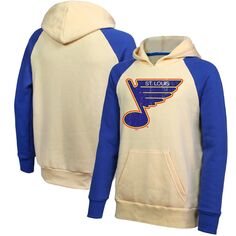 Мужской пуловер реглан с капюшоном Majestic Threads Oatmeal/Blue St. Louis Blues Logo