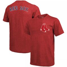 Мужская красная футболка Majestic Threads Boston Red Sox Throwback Logo Tri-Blend