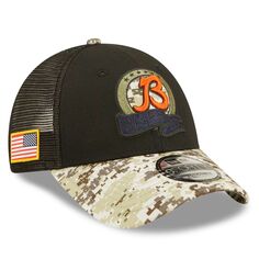 Мужская кепка New Era Black/Camo Chicago Bears 2022 Salute To Service 9FORTY Snapback Trucker Hat
