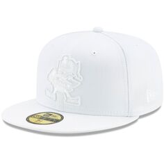 Мужская облегающая шляпа New Era Cleveland Browns с логотипом White on White 59FIFTY